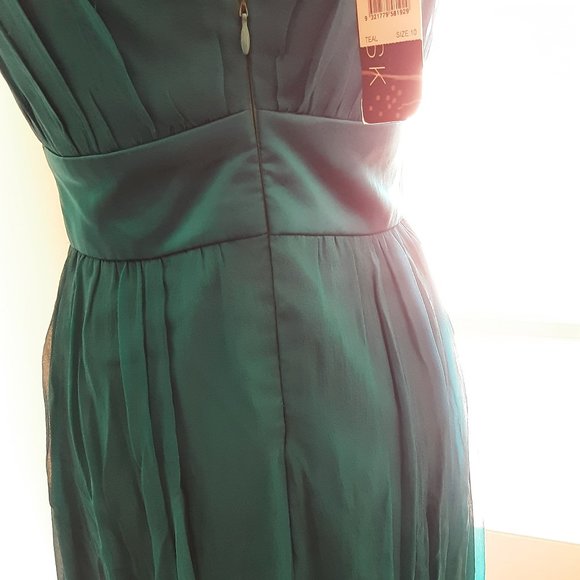 🧜‍♀️ Mermaid Teal Petite Size 8 Silk Formal Dress  - fantasy, full length - Picture 12 of 15